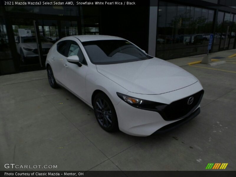 Snowflake White Pearl Mica / Black 2021 Mazda Mazda3 Select Sedan AWD