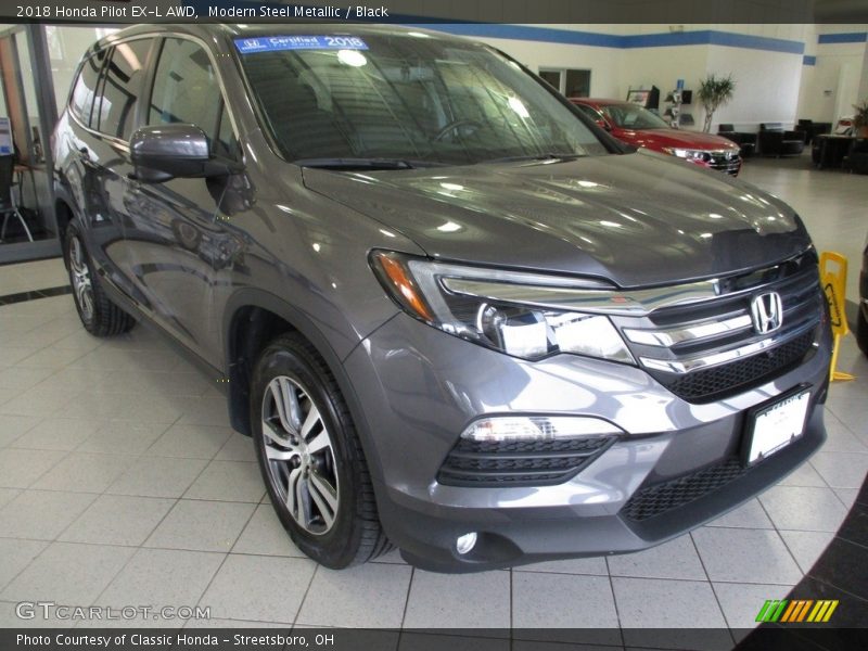 Modern Steel Metallic / Black 2018 Honda Pilot EX-L AWD