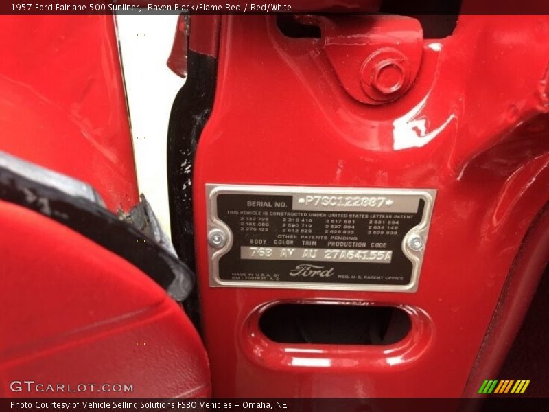 1957 Fairlane 500 Sunliner Raven Black/Flame Red Color Code AV