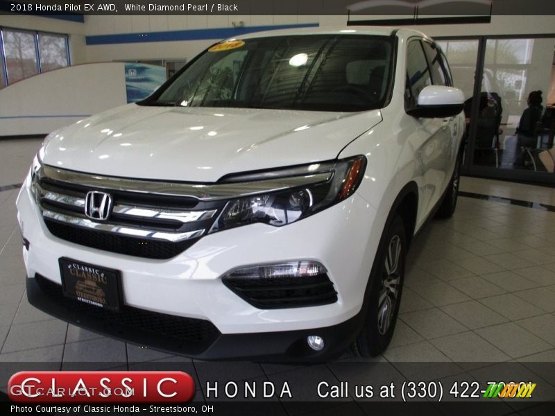 White Diamond Pearl / Black 2018 Honda Pilot EX AWD