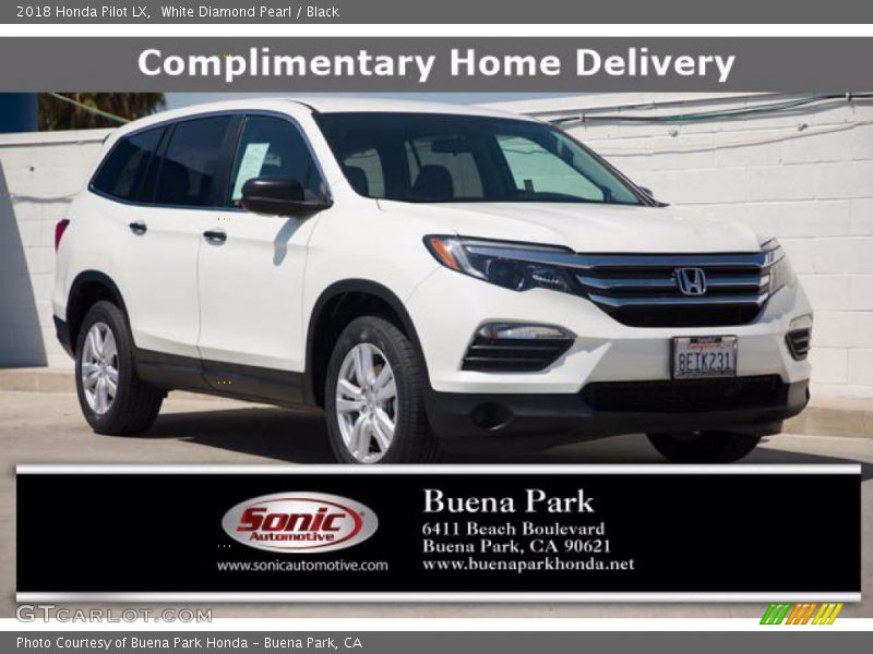 White Diamond Pearl / Black 2018 Honda Pilot LX