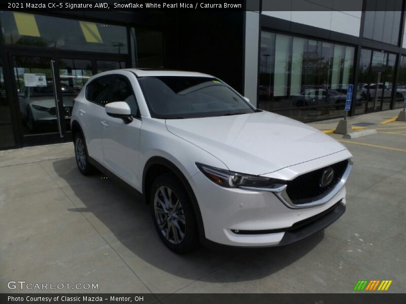 Snowflake White Pearl Mica / Caturra Brown 2021 Mazda CX-5 Signature AWD