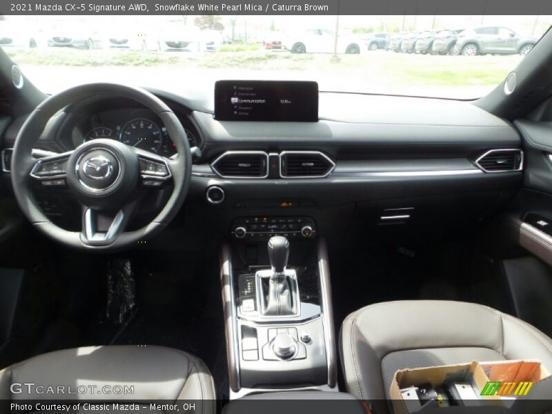 Snowflake White Pearl Mica / Caturra Brown 2021 Mazda CX-5 Signature AWD