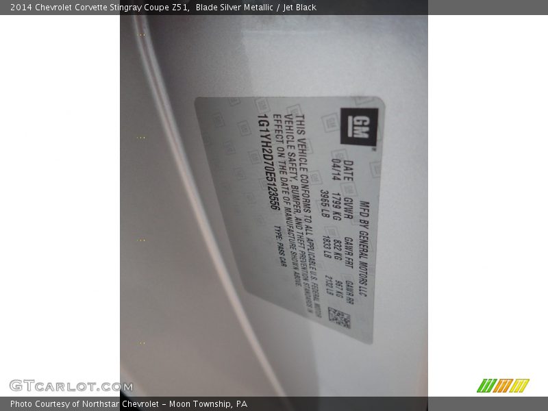 Blade Silver Metallic / Jet Black 2014 Chevrolet Corvette Stingray Coupe Z51