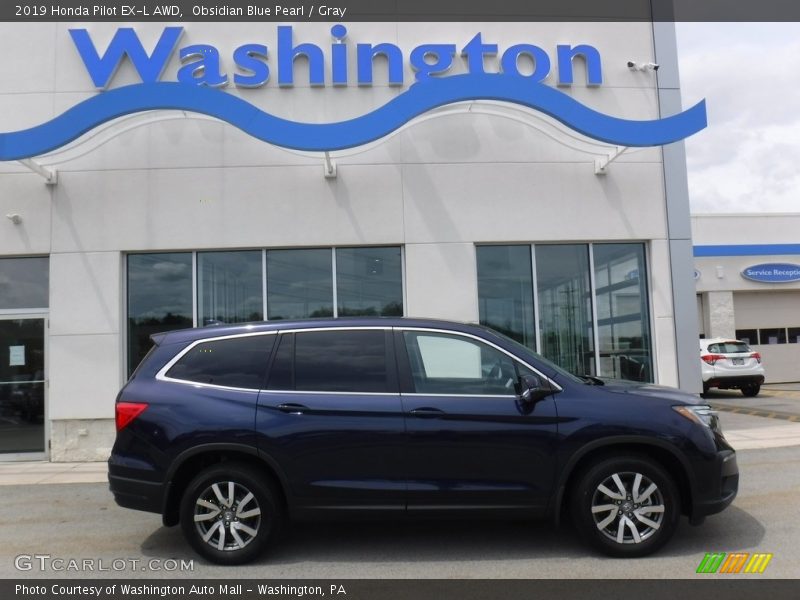 Obsidian Blue Pearl / Gray 2019 Honda Pilot EX-L AWD