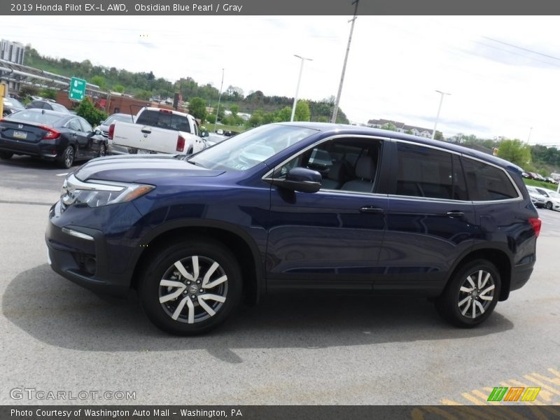 Obsidian Blue Pearl / Gray 2019 Honda Pilot EX-L AWD