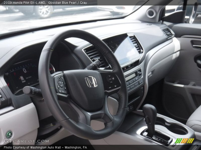 Obsidian Blue Pearl / Gray 2019 Honda Pilot EX-L AWD