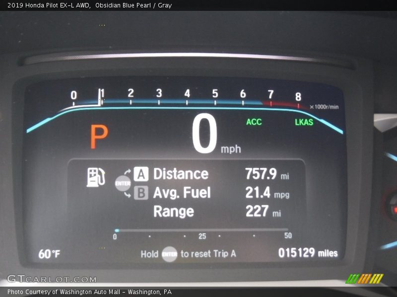 Obsidian Blue Pearl / Gray 2019 Honda Pilot EX-L AWD