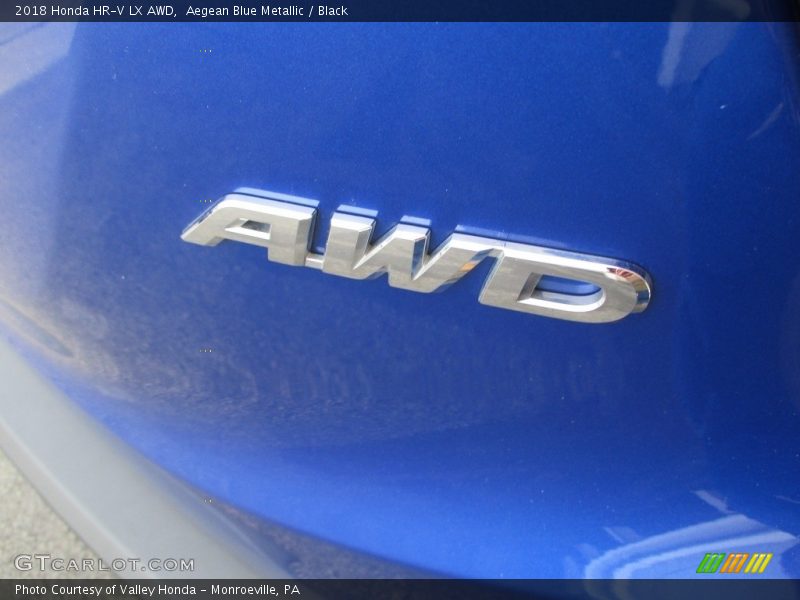Aegean Blue Metallic / Black 2018 Honda HR-V LX AWD