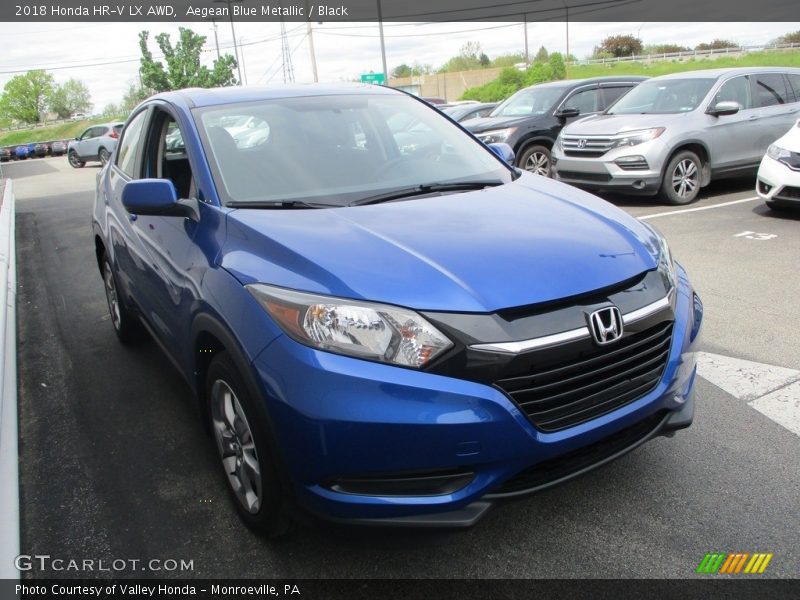 Aegean Blue Metallic / Black 2018 Honda HR-V LX AWD