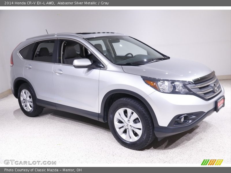 Alabaster Silver Metallic / Gray 2014 Honda CR-V EX-L AWD