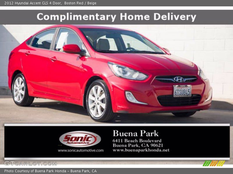 Boston Red / Beige 2012 Hyundai Accent GLS 4 Door