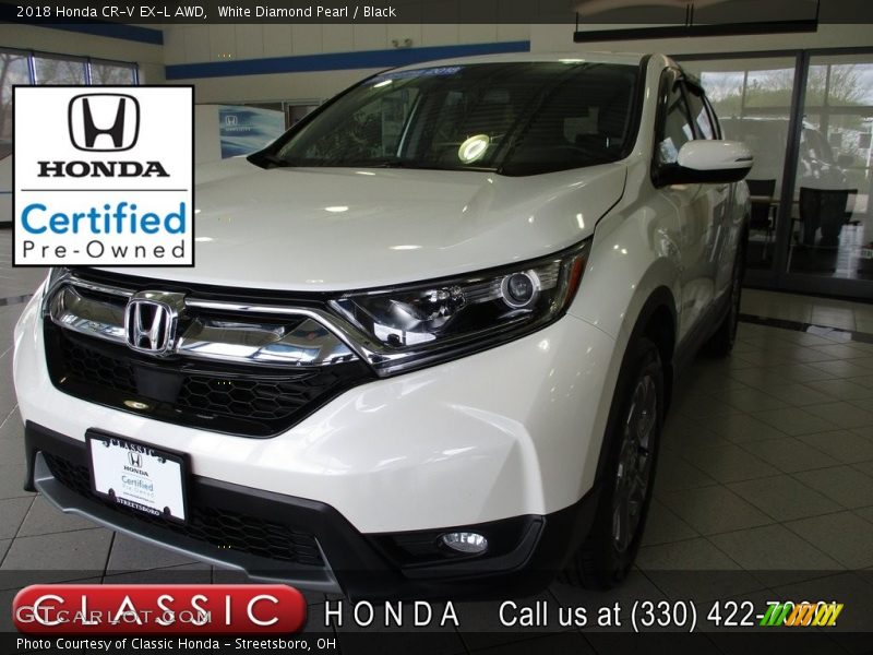 White Diamond Pearl / Black 2018 Honda CR-V EX-L AWD