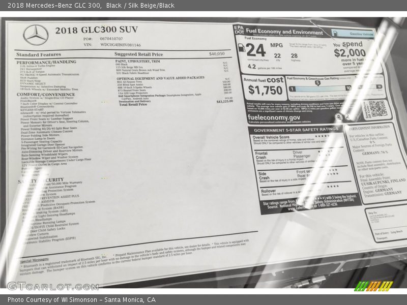 Black / Silk Beige/Black 2018 Mercedes-Benz GLC 300