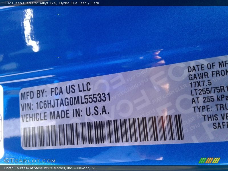 Hydro Blue Pearl / Black 2021 Jeep Gladiator Willys 4x4