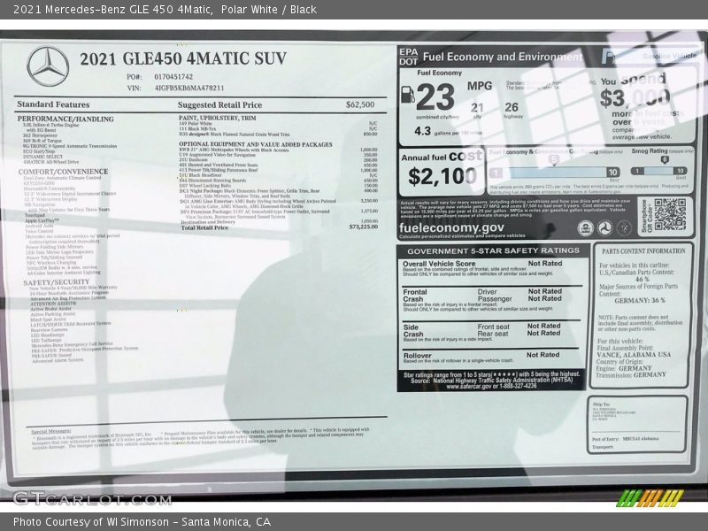 Polar White / Black 2021 Mercedes-Benz GLE 450 4Matic