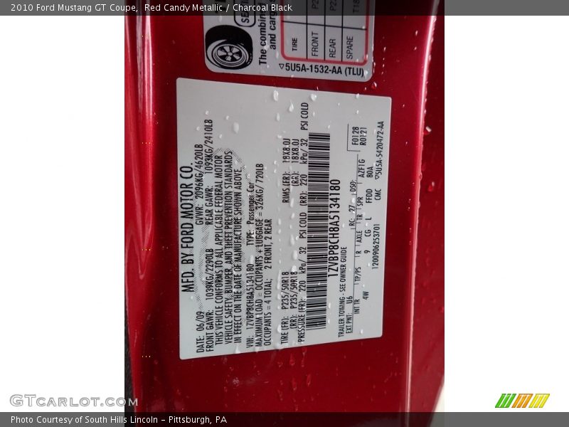 Red Candy Metallic / Charcoal Black 2010 Ford Mustang GT Coupe