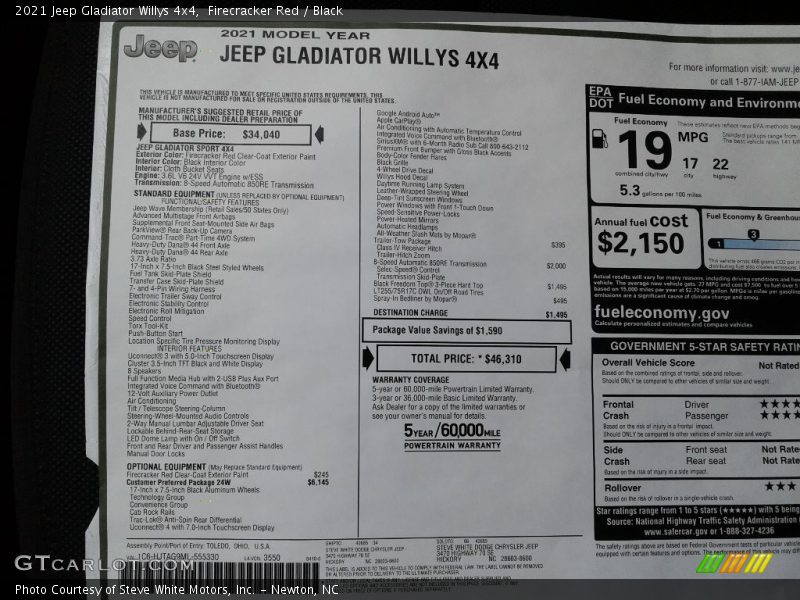 Firecracker Red / Black 2021 Jeep Gladiator Willys 4x4