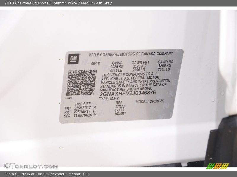 Summit White / Medium Ash Gray 2018 Chevrolet Equinox LS