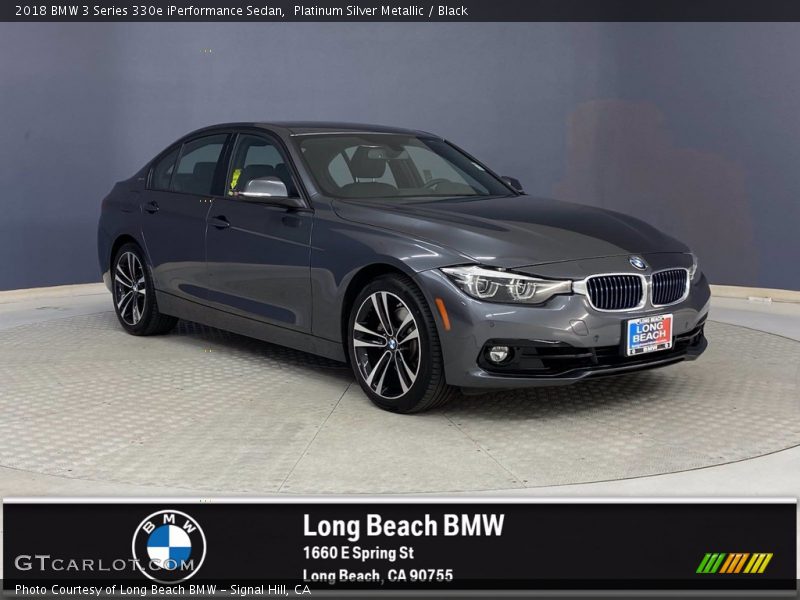 Platinum Silver Metallic / Black 2018 BMW 3 Series 330e iPerformance Sedan