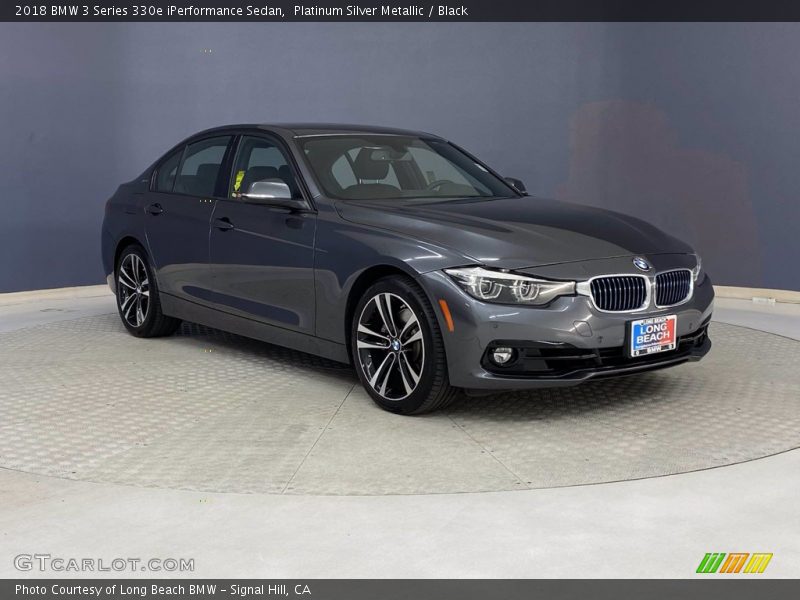 Platinum Silver Metallic / Black 2018 BMW 3 Series 330e iPerformance Sedan