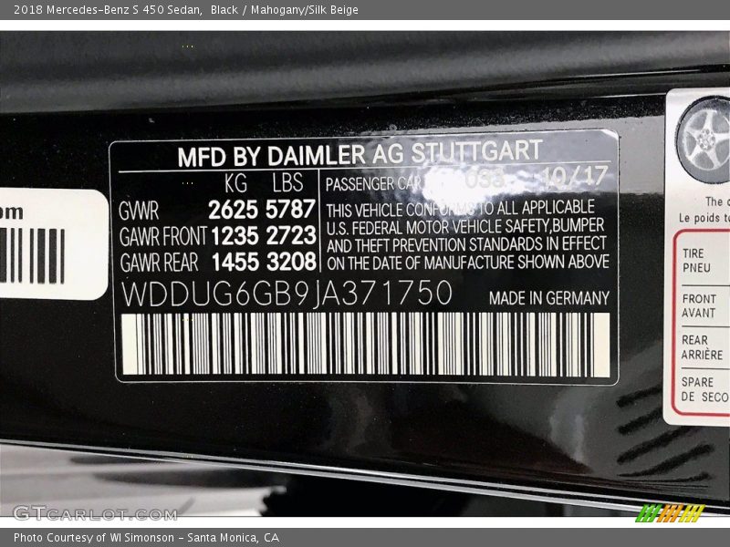 Black / Mahogany/Silk Beige 2018 Mercedes-Benz S 450 Sedan