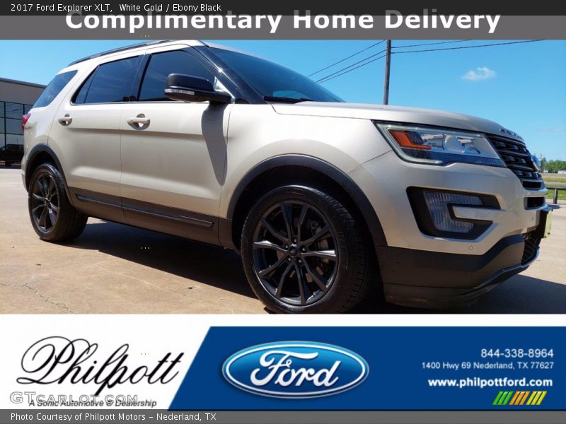 White Gold / Ebony Black 2017 Ford Explorer XLT