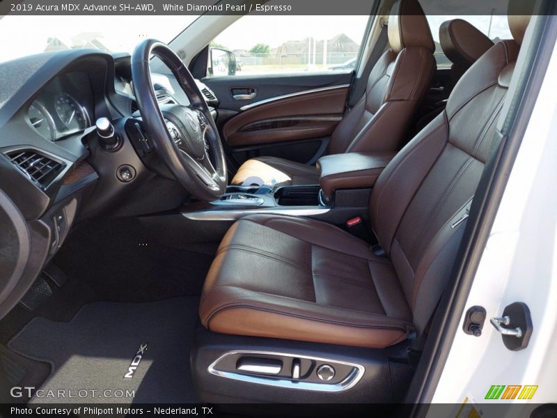 White Diamond Pearl / Espresso 2019 Acura MDX Advance SH-AWD