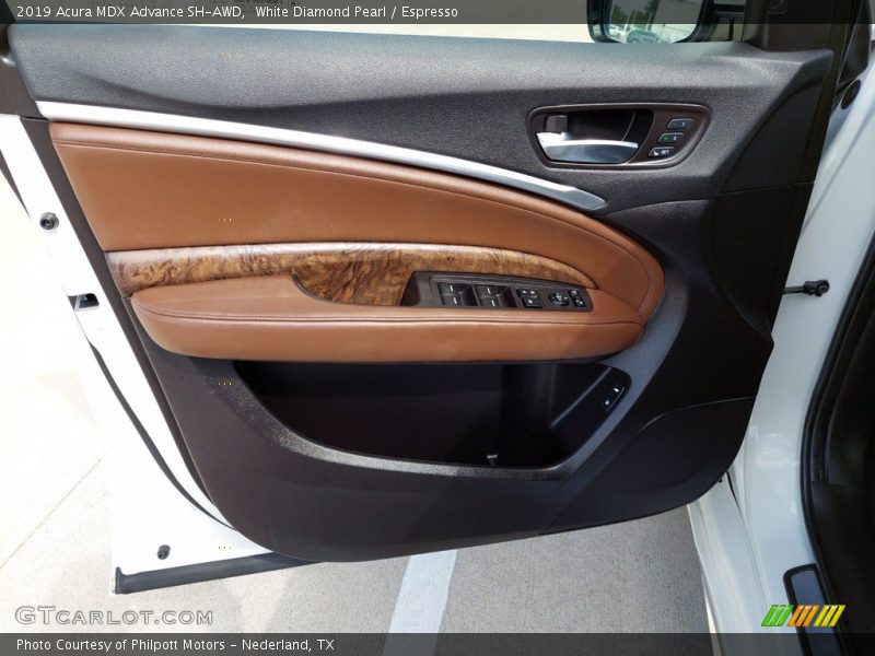 White Diamond Pearl / Espresso 2019 Acura MDX Advance SH-AWD