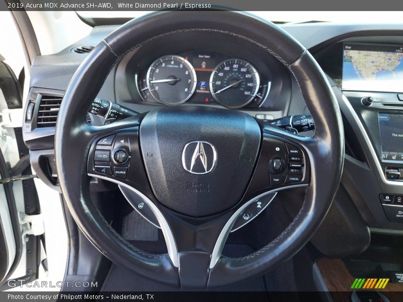White Diamond Pearl / Espresso 2019 Acura MDX Advance SH-AWD