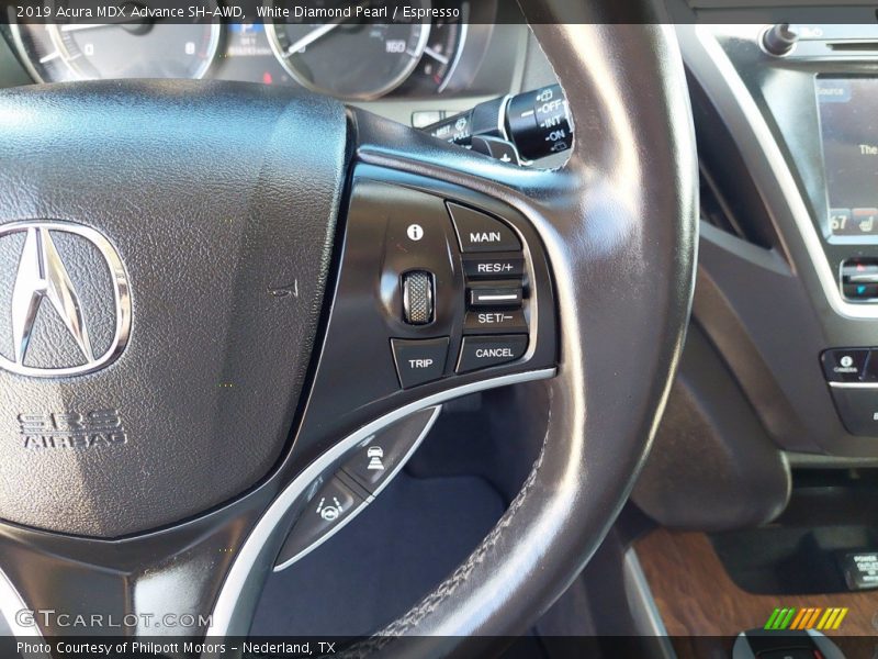 White Diamond Pearl / Espresso 2019 Acura MDX Advance SH-AWD