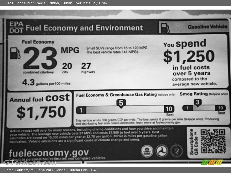 Lunar Silver Metallic / Gray 2021 Honda Pilot Special Edition