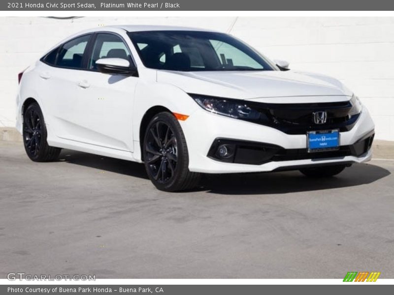 Platinum White Pearl / Black 2021 Honda Civic Sport Sedan