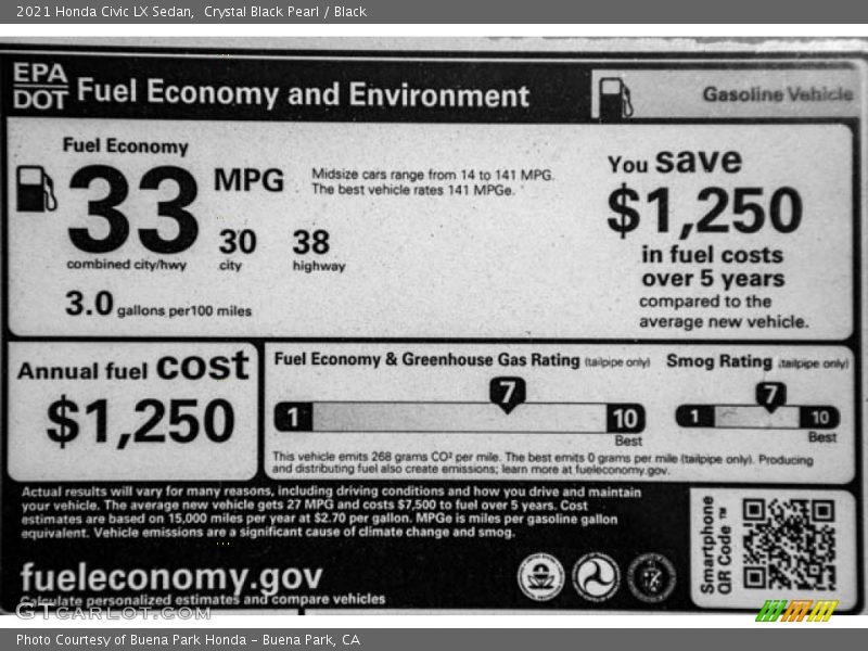 Crystal Black Pearl / Black 2021 Honda Civic LX Sedan