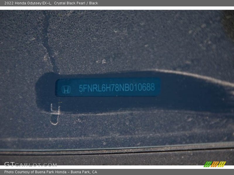 Crystal Black Pearl / Black 2022 Honda Odyssey EX-L
