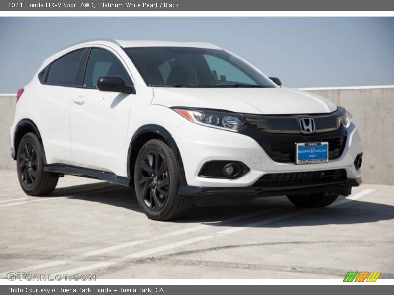 Platinum White Pearl / Black 2021 Honda HR-V Sport AWD