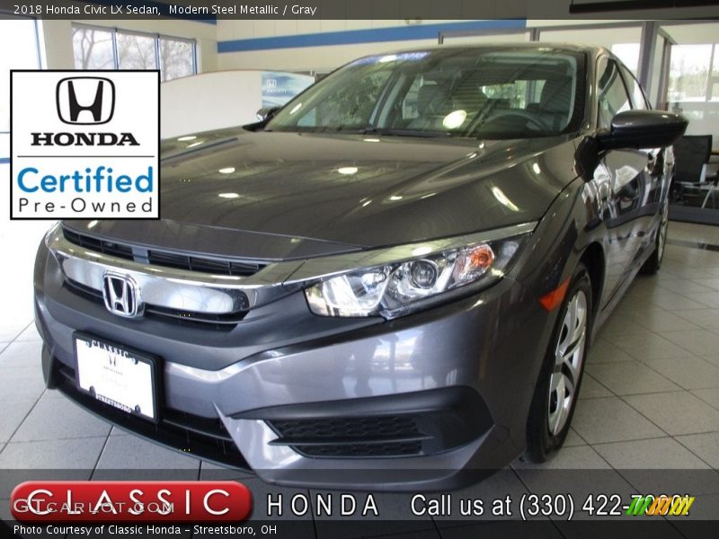 Modern Steel Metallic / Gray 2018 Honda Civic LX Sedan