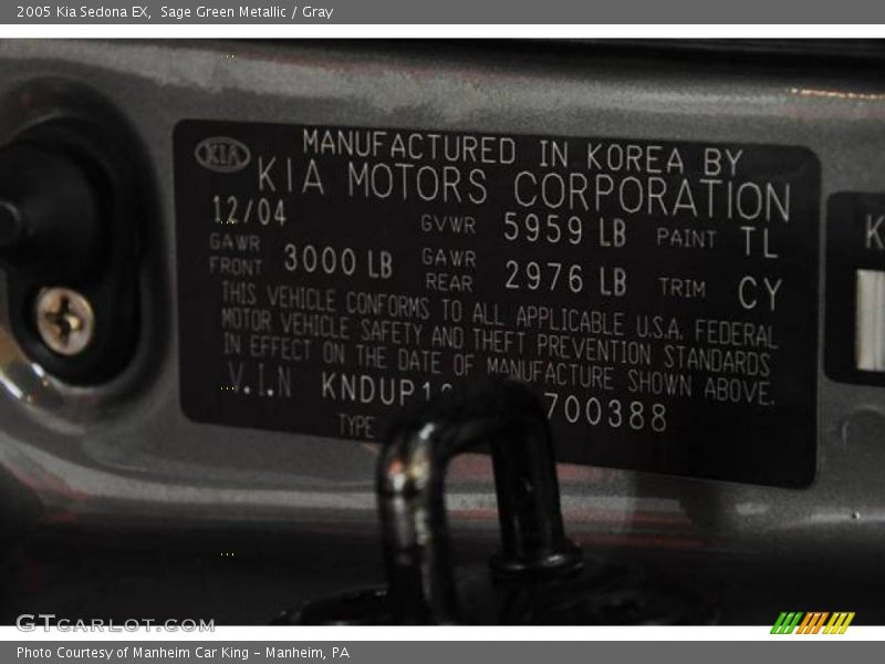 Sage Green Metallic / Gray 2005 Kia Sedona EX
