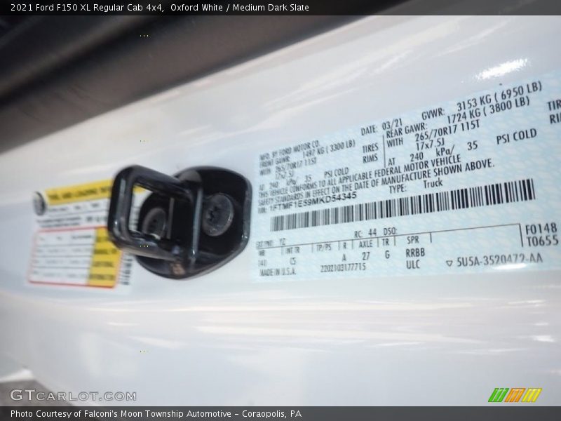 Oxford White / Medium Dark Slate 2021 Ford F150 XL Regular Cab 4x4