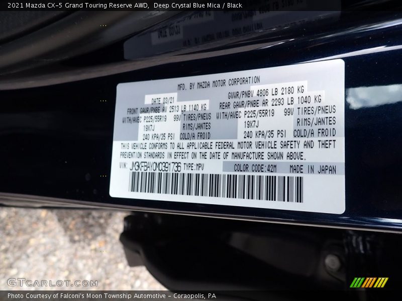 2021 CX-5 Grand Touring Reserve AWD Deep Crystal Blue Mica Color Code 42M