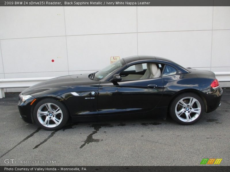 Black Sapphire Metallic / Ivory White Nappa Leather 2009 BMW Z4 sDrive35i Roadster