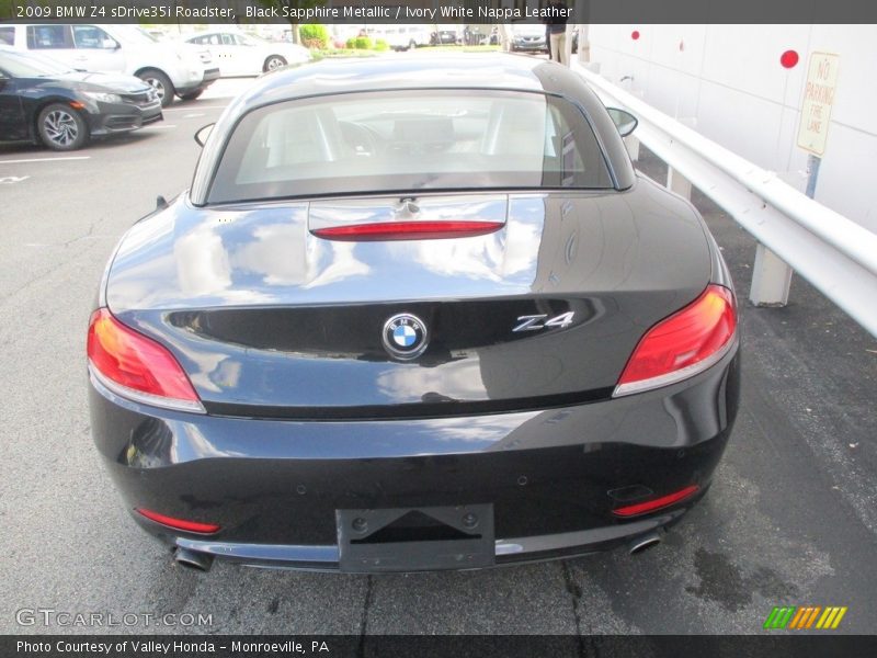 Black Sapphire Metallic / Ivory White Nappa Leather 2009 BMW Z4 sDrive35i Roadster