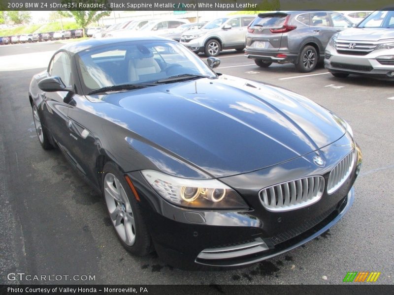 Black Sapphire Metallic / Ivory White Nappa Leather 2009 BMW Z4 sDrive35i Roadster
