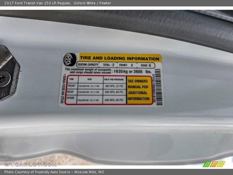 Oxford White / Pewter 2017 Ford Transit Van 150 LR Regular