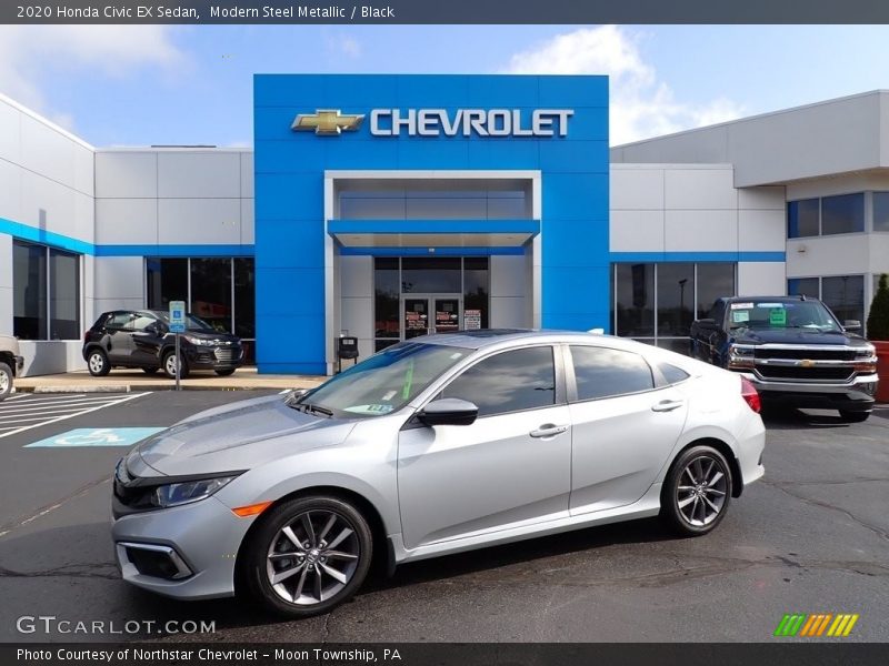 Modern Steel Metallic / Black 2020 Honda Civic EX Sedan