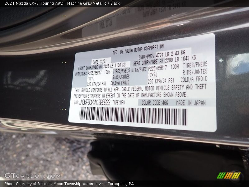 2021 CX-5 Touring AWD Machine Gray Metallic Color Code 46G