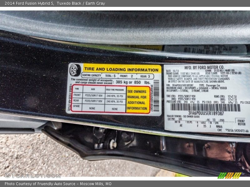 Tuxedo Black / Earth Gray 2014 Ford Fusion Hybrid S