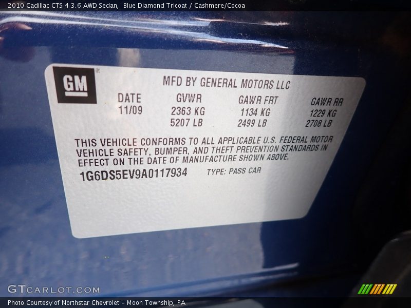 Blue Diamond Tricoat / Cashmere/Cocoa 2010 Cadillac CTS 4 3.6 AWD Sedan