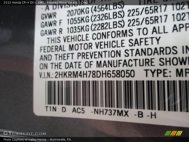 Polished Metal Metallic / Gray 2013 Honda CR-V EX-L AWD