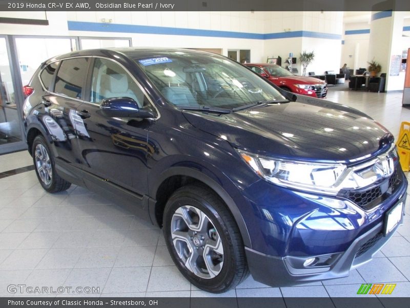 Obsidian Blue Pearl / Ivory 2019 Honda CR-V EX AWD